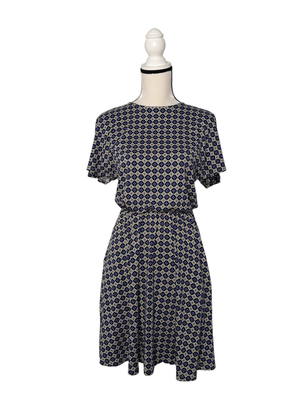 Boden Geometric Tile Print Dress Size 4